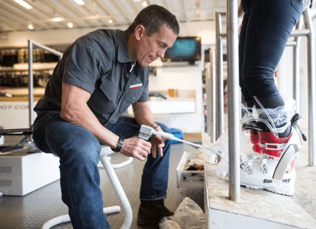 Russ Shay injecting Surefoot Custom Liners