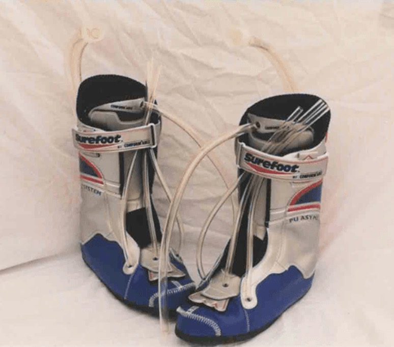 Early prototype Surefoot ski boots