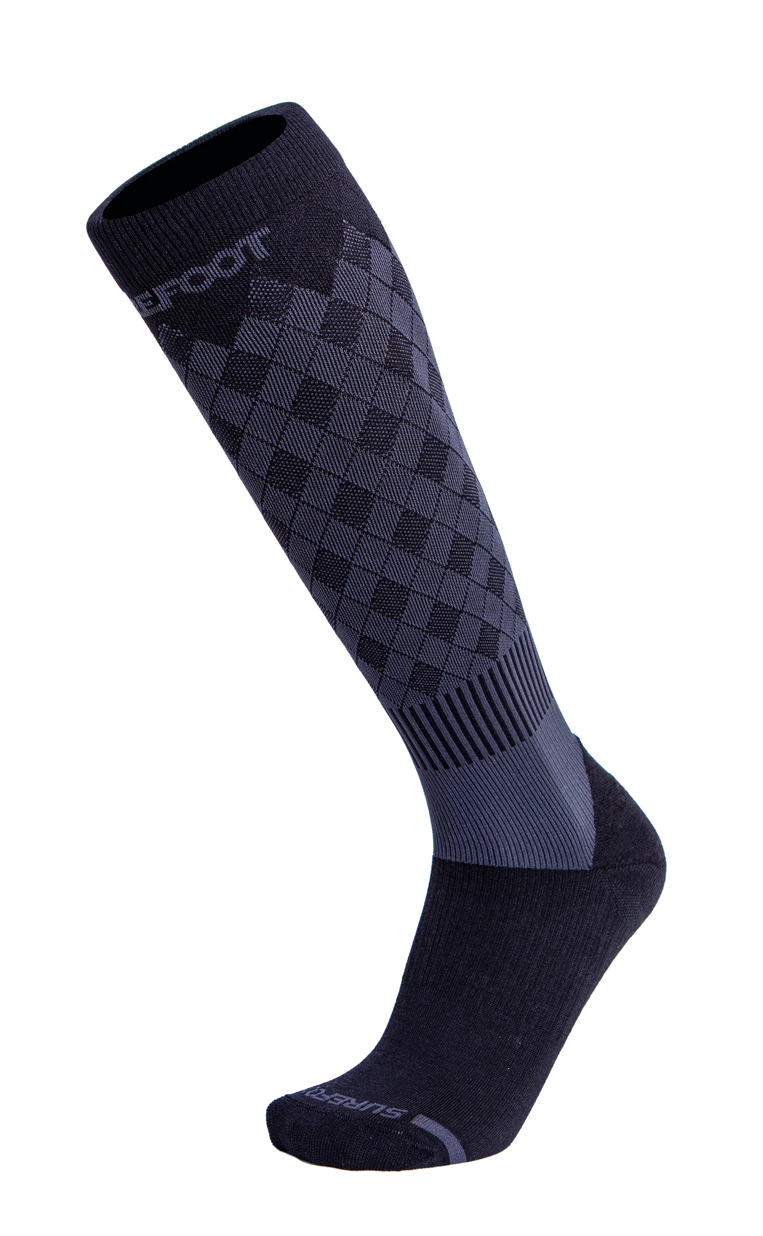 Surefoot Vapor Diamond ski sock in grey and black