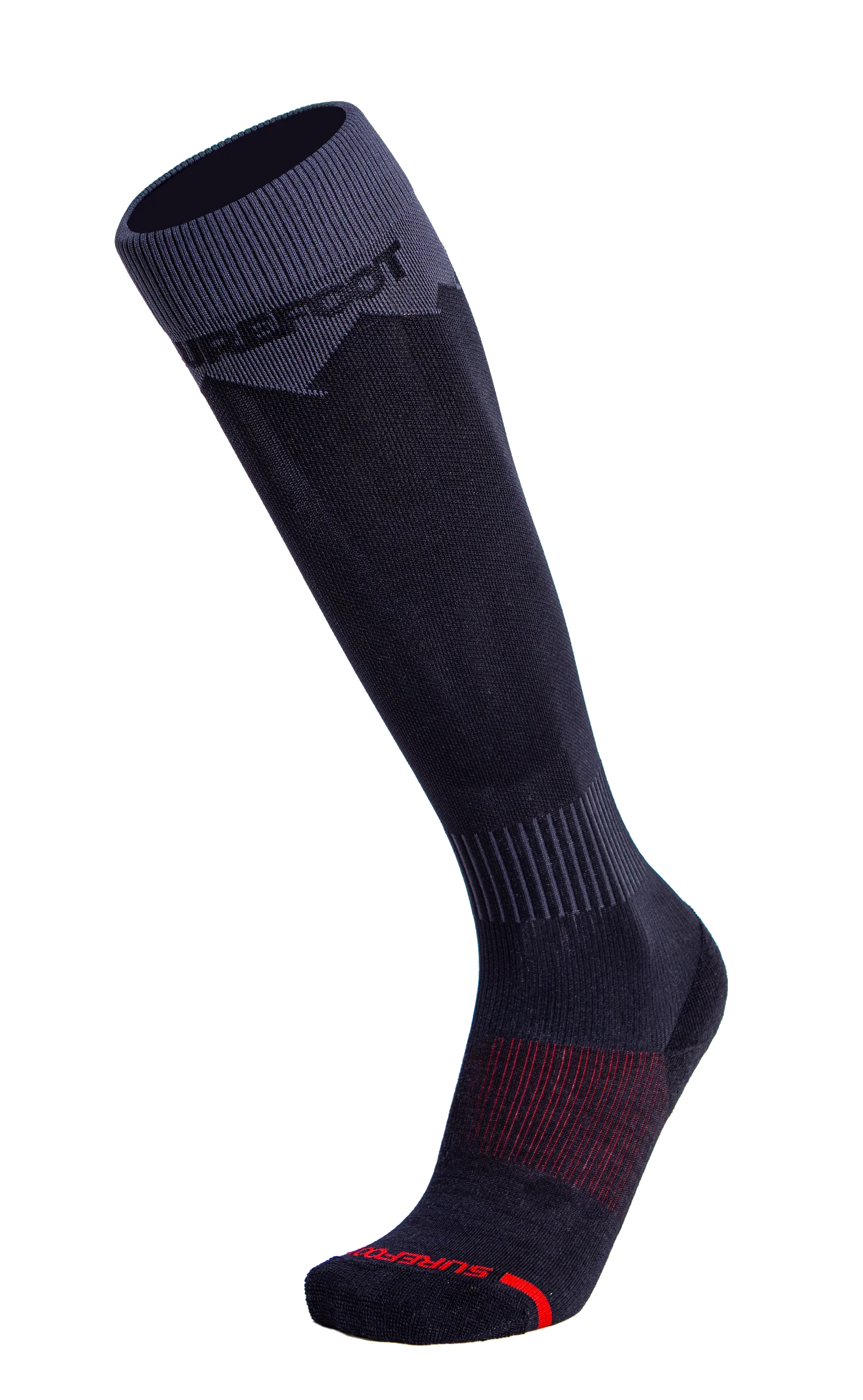 Surefoot Vapor Peaks ski sock in black and gray